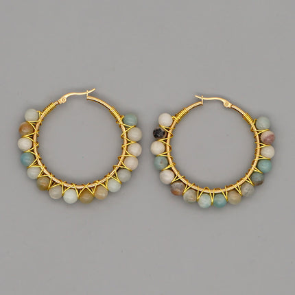 Sanne's Elegant Boho Nature-Inspired Crystal Hoop Earrings