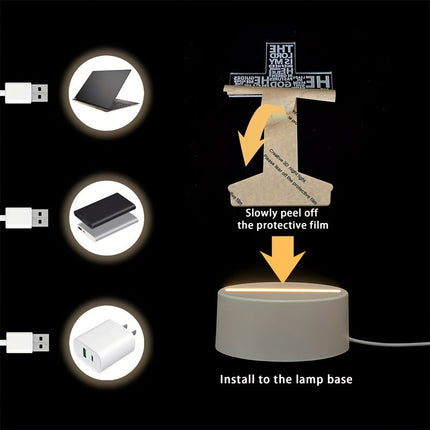 CrossGlow - 3D LED Nachtlamp Acryl met USB