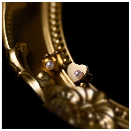 Amelie Heart Studs - Elegante Oorbellen met Parel