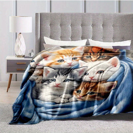 FluffyCat – Zachte Flanellen Dekken met Kattenprint