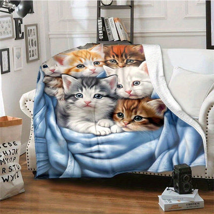 FluffyCat – Zachte Flanellen Dekken met Kattenprint