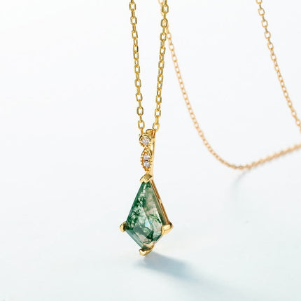 Elegant Moosagaat en Witte Zirkon Sieraad Set - Lana