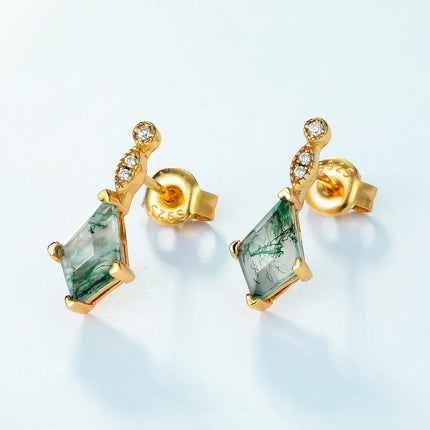 Elegant Moosagaat en Witte Zirkon Sieraad Set - Lana
