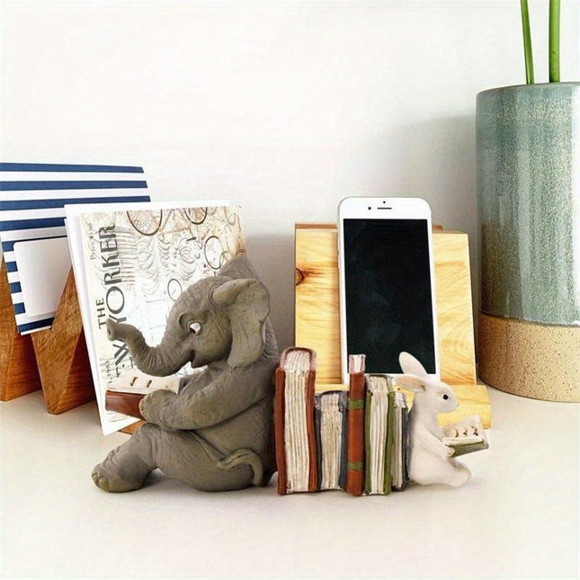 Charming - Speelse Olifant en Konijn Boekensteunen