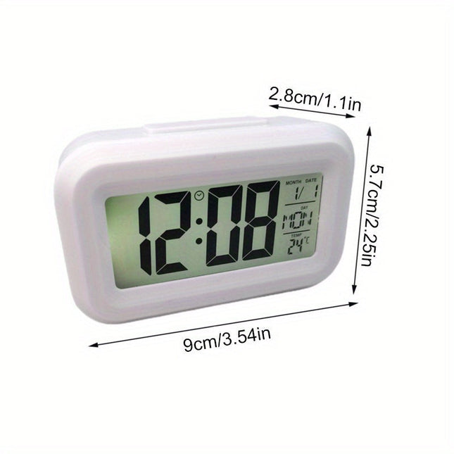 SmartAlarm Clock – Compact LCD Wekker met Geluid en Temperatuur
