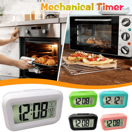 SmartAlarm Clock – Compact LCD Wekker met Geluid en Temperatuur