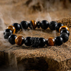 Obsidiaan & tijgeroog & lavasteen / 14cm