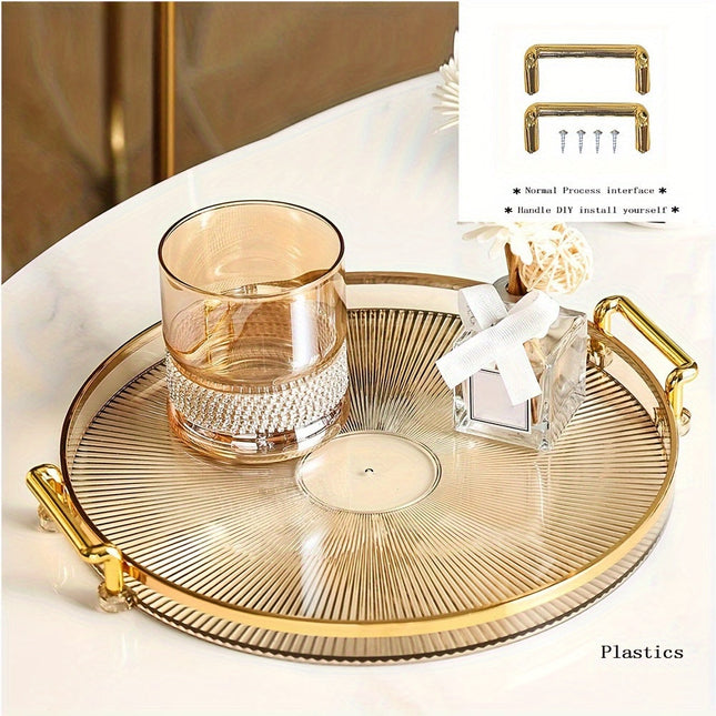 Gilded Elegance – Luxe Serveerschaal met Gouden Handgrepen