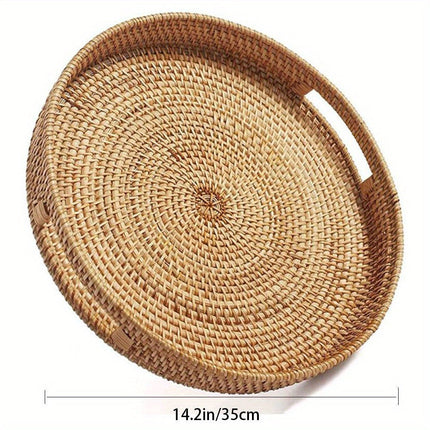 RattanServe - Elegant Handgemaakt Dienblad van Natuurlijk Rotan