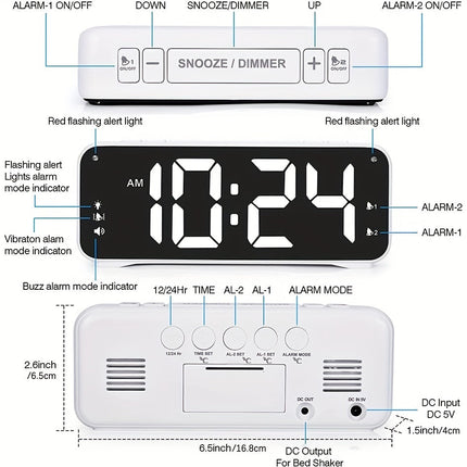 LoudClock - Premium Vibrerende Wekker met LED Scherm