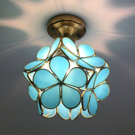 FloralGlow Retro Plafondlamp -  Retro Tiffany Plafondlamp voor een Betoverend Interieur