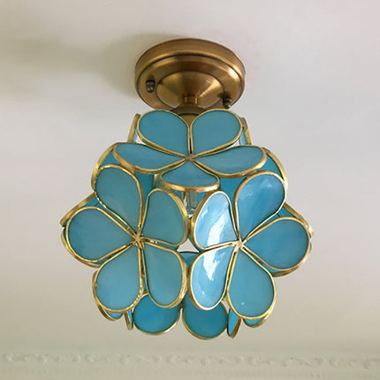 PetalLume – Retro Glazen Plafondlamp met Bloemen