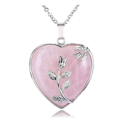 Elegante Hartvormige Rozenkwarts Halsketting - Amara Collection