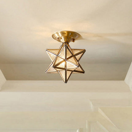 StarLuxe Ceiling - Traditionele Messing Plafondlamp met Glas