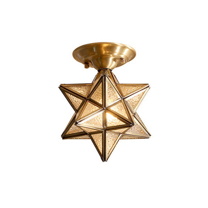 StarLuxe Ceiling - Traditionele Messing Plafondlamp met Glas
