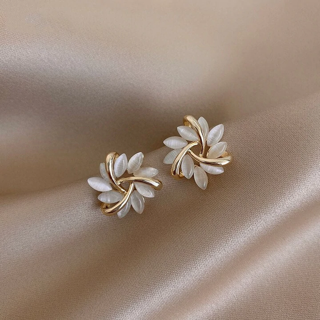 Chic Opal Floral Stud Earrings
