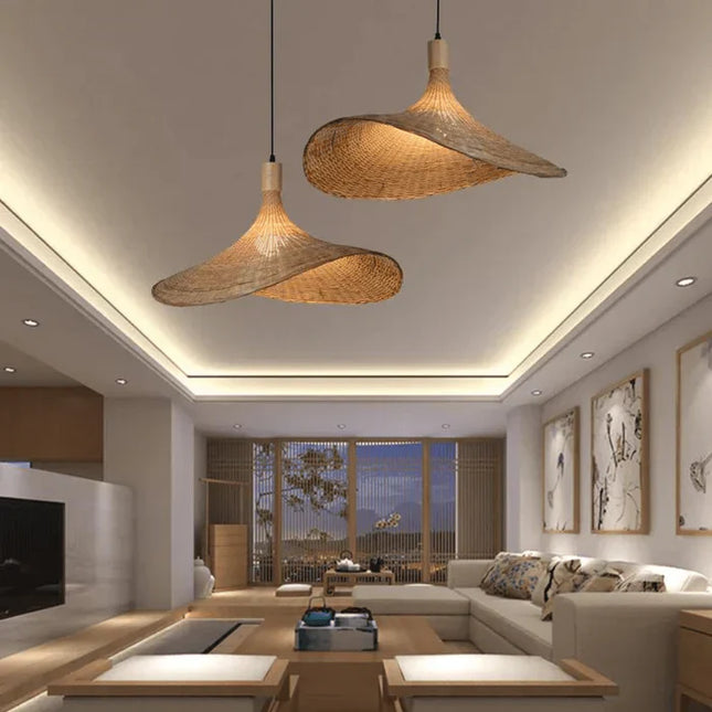 RusticWeave Light – Elegante Rieten Hanglamp