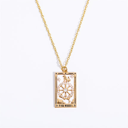 Elegante Amara Tarot Druppel Hanger Ketting met Zirkonia Vergulding