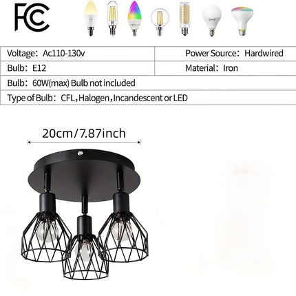 RusticGlow Lamp - Landelijke Zwarte Plafondlamp met Draaibare Kappen