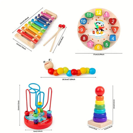 5-in-1 Montessori Speelset voor Kinderen - Ontdek Creatief Spelplezier