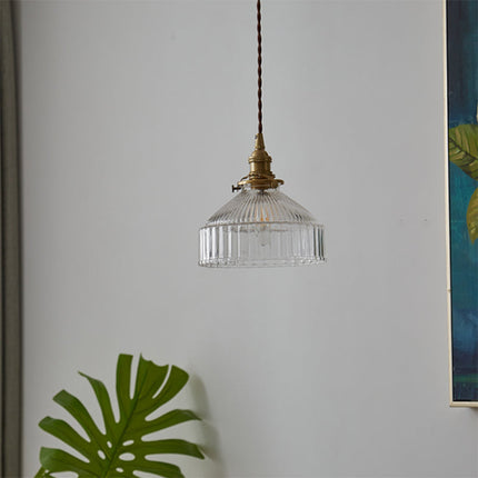 LoftLuxe Pendant - Rustieke Hanglamp met Gestreept Glas