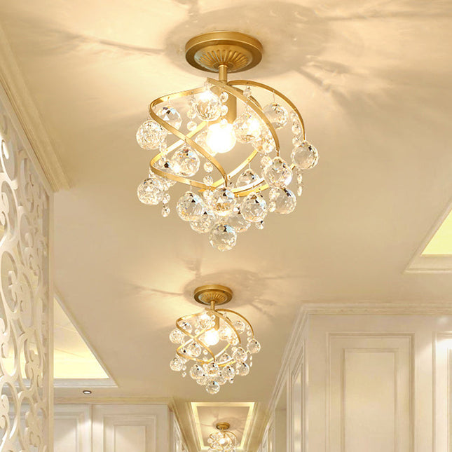 CrystalElegance Pendant - Luxe Plafondlamp met Messing Accenten