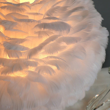 Romantische FeatherBeam - Moderne Veer 1-Licht Bedlamp met Kristallen Decor