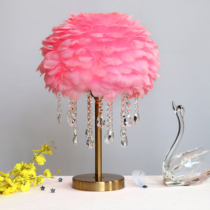 Romantische FeatherBeam - Moderne Veer 1-Licht Bedlamp met Kristallen Decor