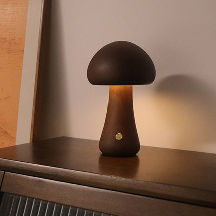 Mushroomlight - Draadloze Houten Paddenstoel LED Nachtlampje