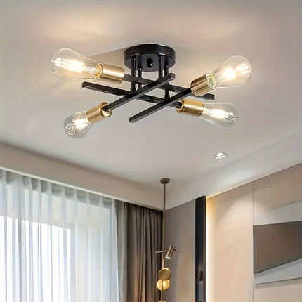 SatelliteLight – Moderne Industriële Plafondlamp in Zwart Ijzer