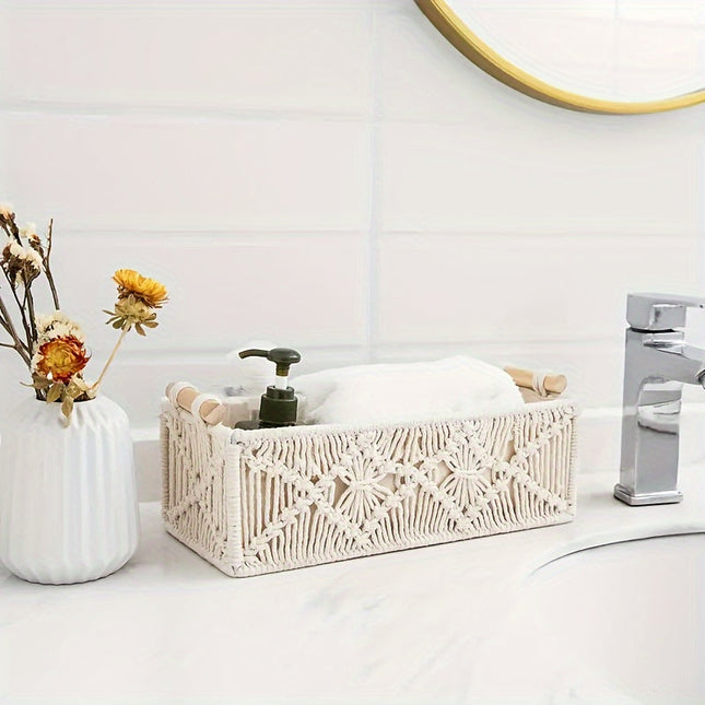 Boho Chic - Natuurlijke Katoenen Opbergmand voor Elegant Interieur