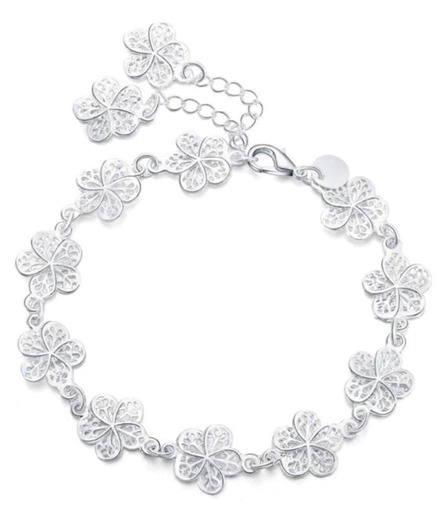 Elegante Zilveren Filigraan Armband met Unieke Schakels
