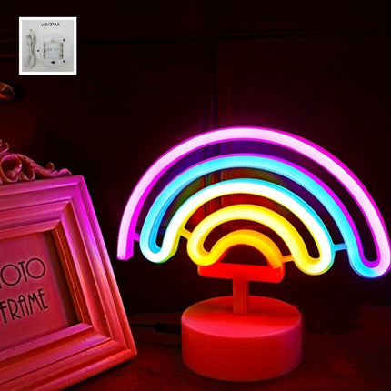 RainbowGlow – Moderne Neonregenboog met Designvoet