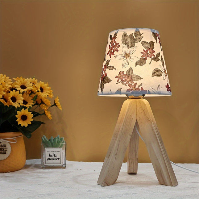 FloralGlow Lamp - Elegante LED Tafellamp met Hout