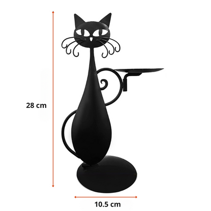 Midnight Panther - Mystieke Zwarte Kat Kaarsenhouder