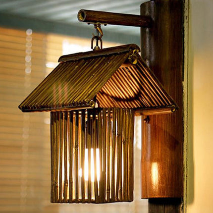 BambooLuxe – Handgemaakte Wandlamp in Koffiebruin
