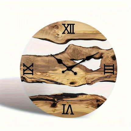 RustiqueClock – Natuurlijke Acryl Wandklok met Houtlook