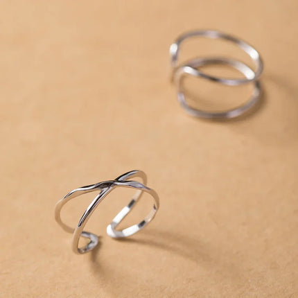Verstelbare Dubbele Lijnen Ring - Elegant Lina Design