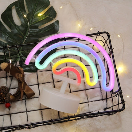 RainbowGlow – Moderne Neonregenboog met Designvoet