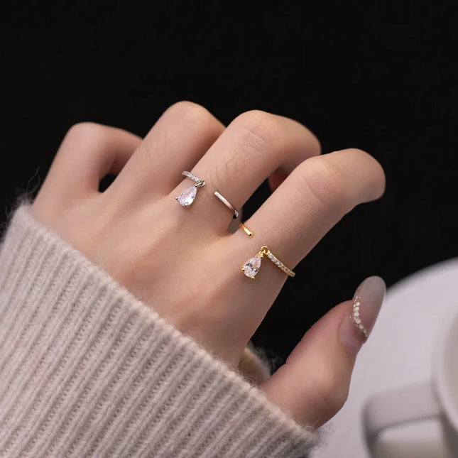 Elegante Verstelbare Waterdruppelring - Isaline Collection