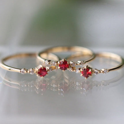 Elara 18K Gold Garnet Stone Ring - A Touch of Elegance