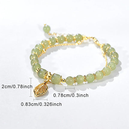 Elegante Jade Blad Armband met Bijzondere Bladbedel