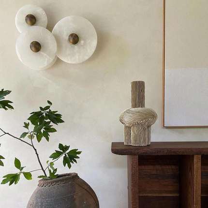 Aurora d'Or - Ronde Alabaster/Aluminum Wandlamp