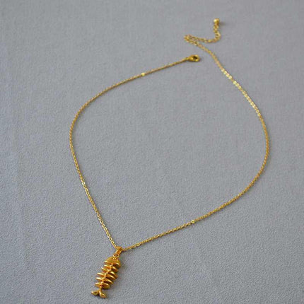 GoldenWeave Necklace - Elegante Visgraat Ketting