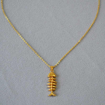 GoldenWeave Necklace - Elegante Visgraat Ketting