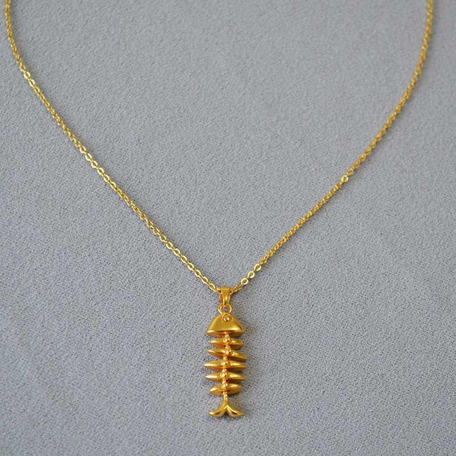 GoldenWeave Necklace - Elegante Visgraat Ketting