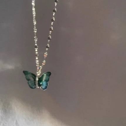 Elegant Elina Blue Butterfly Necklace