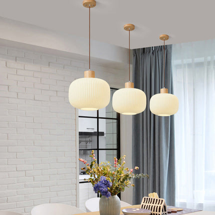 VintageLight - Stijlvolle Houten en Glazen Hanglamp