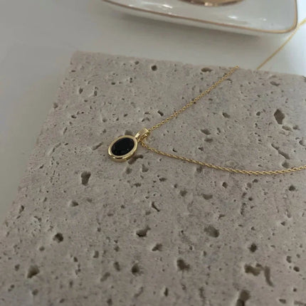 Elegante Zwarte Onyx en Parel Stapelketting - Aria Collectie