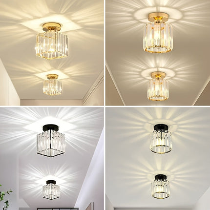 CrystalLuxe – Elegante Zwarte LED Plafondlamp met Kristal